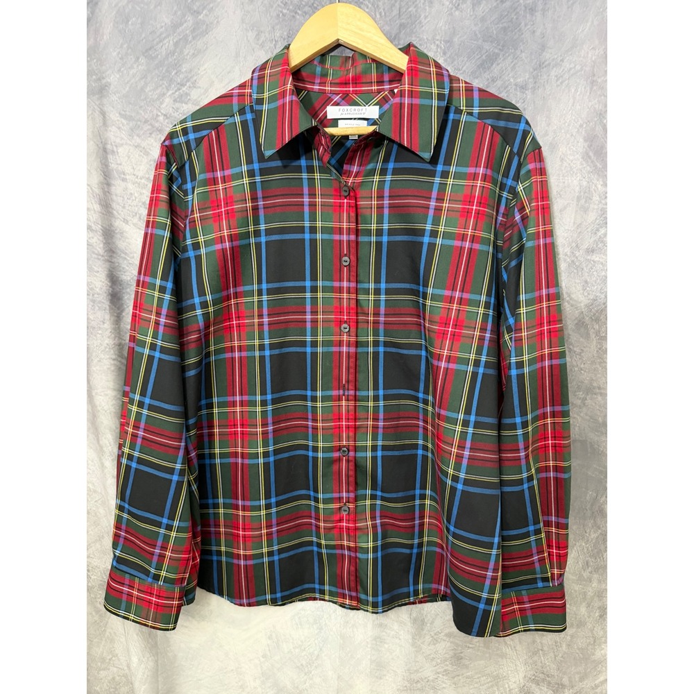 Foxcroft for Appleseed's Wrinkle Free Plaid Button Down Shirt Womens 20W Shaped